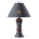 Country LightingBLACK & RED "PEPPERMILL" TABLE LAMP with LINEN or PUNCHED TIN SHADEbedsidelampSaving Shepherd