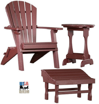 Outdoor Furniture3pc OUTDOOR PATIO SET - 4 Season Folding Chair, Ottoman & Candy Table in 19 ColorsAdirondackchairottomanBurgundySaving Shepherd