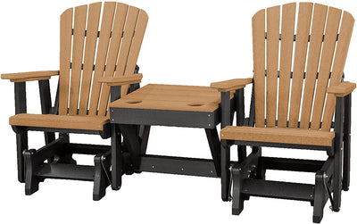 Adirondack Chair2 ADIRONDACK GLIDER CHAIRS with TABLE - Fan Back 4 Season Set in 6 ColorsAdirondackchairchairsCedar & BlackSaving Shepherd