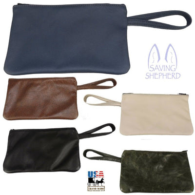 Clutch PurseCLUTCH HANDBAG - Leather Wrist Purse Amish Handmade in USA - 5 COLORSbagcarryclutchBrownSaving Shepherd