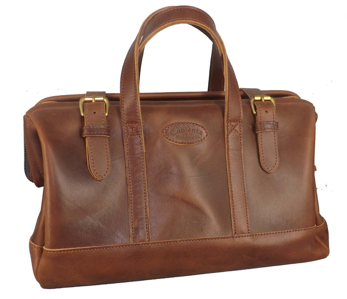 Large LEATHER HANDBAG ~ Travel Duffle & Carry On Bag - USA Handmade
