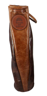 LEATHER WINE BAG ~ Amish Handmade 2 Tone Soft Cowhide with Cinch Top