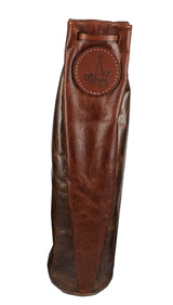 LEATHER WINE BAG ~ Amish Handmade 2 Tone Soft Cowhide with Cinch Top