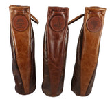 LEATHER WINE BAG ~ Amish Handmade 2 Tone Soft Cowhide with Cinch Top