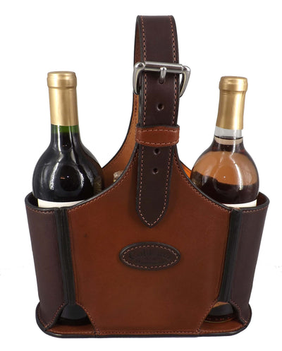 Wine AccessoriesLEATHER WINE CARRIER ~ Made for 2 Bottles + Cheese & Crackers ~ 4 StylesadjustableAmishbottleTwo-Tone BrownSaving Shepherd