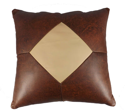 PillowAMISH LEATHER QUILT PILLOW - 15" Handmade in 5, 6 or 9 Patch DesignaccentAmishSaving Shepherd