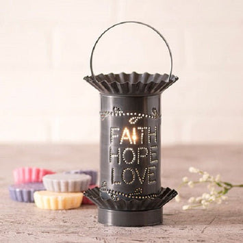 Country LightingPUNCHED TIN WAX TART WARMER Handmade FAITH HOPE LOVE Pattern Electric Accent Lightaccentaccent lightSaving Shepherd