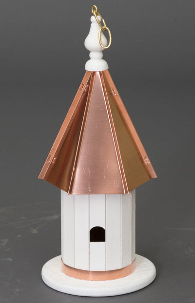 18" HANGING WREN BIRDHOUSE - Copper Steeple Roof & Trim Bird House