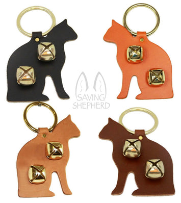 Door ChimeDOOR CHIME - LEATHER CAT with SLEIGH BELLS in 4 Colors - Amish Handmade in USAbellsCatSaving Shepherd