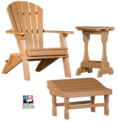 Outdoor Furniture3pc OUTDOOR PATIO SET - 4 Season Folding Chair, Ottoman & Candy Table in 19 ColorsAdirondackchairottomanCedarSaving Shepherd