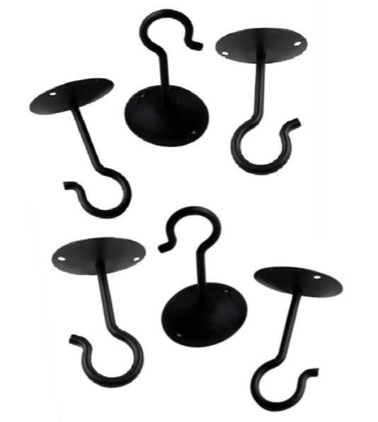 ceiling hooks that will support 200 pounds of weight Amish Handcrafted Wrought Iron Swivel Ceiling Hook - 6 Hooks - Saving Shepherd - Heavy Duty - Satin Black Finish
