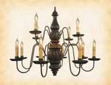 Country Lighting2 TIER 12 CANDLE "CHARLESTON" WOOD CHANDELIER - Handmade Colonial Light in 20 FinishescandelabracandleSaving Shepherd