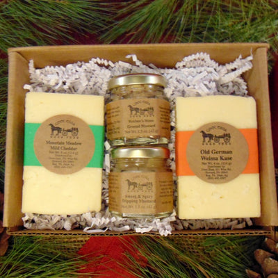 Food Gift BasketsCHEDDAR & SPICE - 2 Favorite Cheeses Paired with Peppy MustardsbundledelicacySaving Shepherd