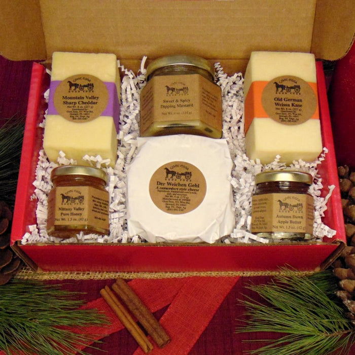 Food Gift BasketsCHEESE LOVER'S DREAM - 3 Cheeses & 3 Condiments in Red Gift BoxbundledelicacySaving Shepherd