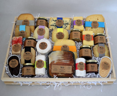 Food Gift BasketsCHEESEMONGER'S FEAST - 14 Cheeses 7 Condiments 2 Fudge Proscuitto & Crackersbundledelicacyfarm marketSaving Shepherd