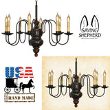 "CHESAPEAKE" 8 ARM WOOD CHANDELIER - Large Handmade Colonial Light in 20 Finishes