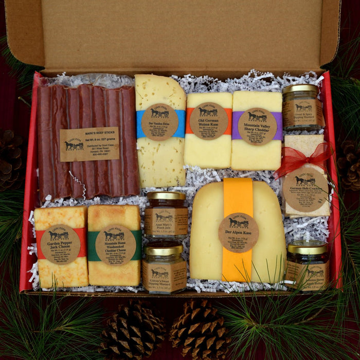 Food Gift BasketsCHRISTMAS DELIGHT - 6 Gourmet Cheeses 4 Condiments & Meat SticksbundledelicacySaving Shepherd