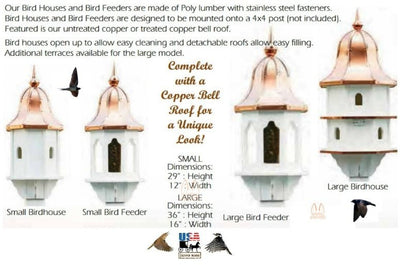 Bird Feeder36" COPPER BELL TOP BIRD FEEDER - Huge Weatherproof Vinyl Body & Genuine Copperbirdbird feederSaving Shepherd