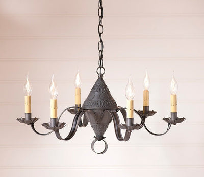 Chandeliers & Ceiling Fixtures27 Inch "CONCORD" CHANDELIER - 6 Arm Punched Tin Candelabra USAcandlecandlesSaving Shepherd