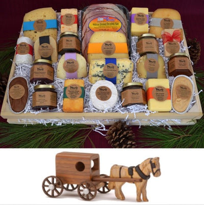 Food Gift BasketsCOUNTRY PARTY - Best of Cheese, Sweets & Condiments with Wood Toybundledelicacyfarm marketGift Basket with Horse & BuggySaving Shepherd