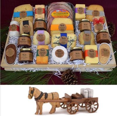 Food Gift BasketsCOUNTRY PARTY - Best of Cheese, Sweets & Condiments with Wood Toybundledelicacyfarm marketGift Basket with Horse & Milk CartSaving Shepherd