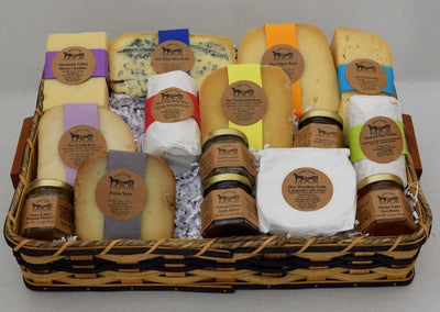 Food Gift BasketsCOUNTRYSIDE FEAST - 10 Cheeses & 5 Condiments in Hand Woven Basketbundledelicacyfarm marketSaving Shepherd