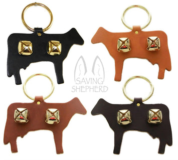 Door ChimeDOOR CHIME - LEATHER COW with SLEIGH BELLS in 4 Colors - Amish Handmade in USAbellschimesSaving Shepherd