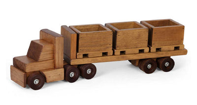 Wooden & Handcrafted ToysHANDMADE WOOD SKID TRUCK - Tractor Trailer with 3 Crates Pallets USAAmishchildrenSaving Shepherd