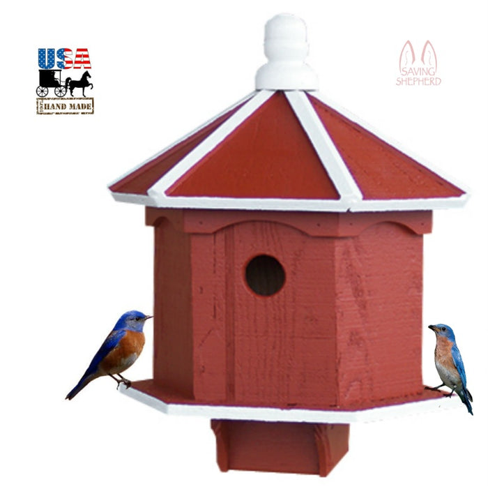 Birdhouses2 ROOM BLUEBIRD BIRD HOUSE - Hexagon Double Birdhouse Amish USAbirdGreen MeadowSaving Shepherd