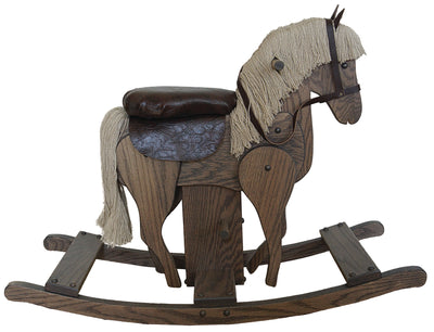 GALLOPING ROCKING HORSE - Solid Oak "Clackity" Hobby Horse