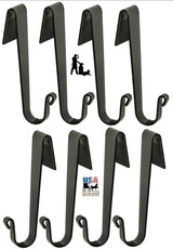 WALL MOUNT POT RACK ~ Large Wrought Iron Holder with 8 Scroll Hooks USA