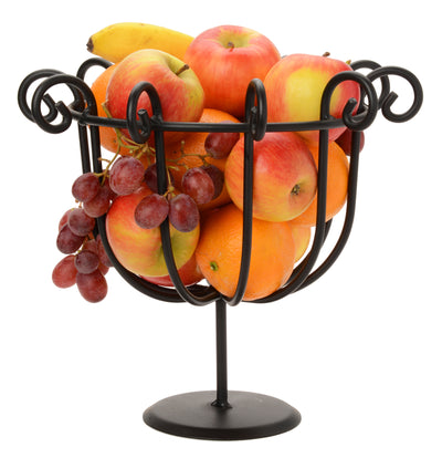 Wrought IronSCROLLED FRUIT BOWL - Wrought Iron Decor Basket Stand in Satin BlackbasketblacksmihSaving Shepherd