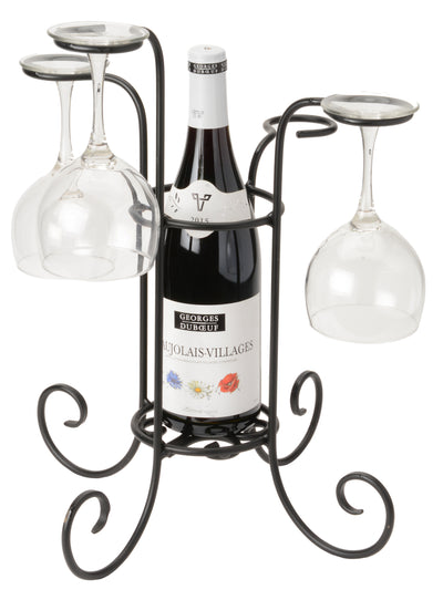 Wine AccessoriesWINE BOTTLE & GLASS HOLDER - Hand Forged Wrought Iron Table CenterpiecebottlecenterpieceSaving Shepherd
