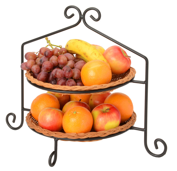 2 Tier PIE PLATE STAND - Wrought Iron Double Rack in Satin Black USA HANDMADE