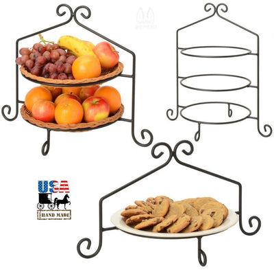 Wrought IronPIE PLATE STAND - Wrought Iron Single Tier Rack in Satin Black USA HANDMADELongabergerpie rackSaving Shepherd