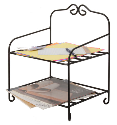 Wrought Iron RackTABLE TOP ORGANIZER - Wrought Iron Desk Counter 2 Shelf RackAmish BlacksmithcaddySaving Shepherd