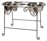 Dishes, Feeders & FountainsDOG CAT FEEDER Elevated Wrought Iron Pet Food Water Bowl StandanimalboxSaving Shepherd