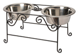 Dishes, Feeders & FountainsDOG CAT FEEDER Elevated Wrought Iron Pet Food Water Bowl StandanimalboxSaving Shepherd