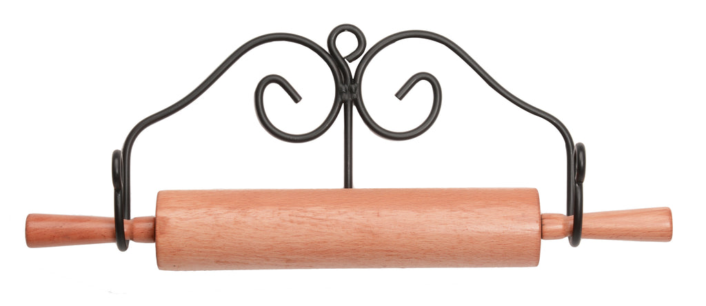 ROLLING PIN RACK Expandable Wrought Iron Kitchen Wall Mount Holder USA ...