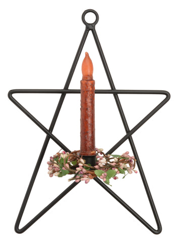 Candle Holders & AccessoriesSTAR DINNER CANDLE SCONCE - Wrought Iron Metal Taper Holder in Satin BlackAmish Blacksmithbarn starSaving Shepherd