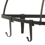 WALL MOUNT POT RACK ~ Large Wrought Iron Holder with 8 Scroll Hooks USA