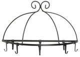 Pot & Utensil RackWALL MOUNT POT RACK ~ Large Wrought Iron Holder with 8 Scroll Hooks USAAmishAmish BlacksmithSaving Shepherd