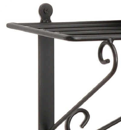 Wrought Iron RackWALL STORAGE SHELF & HOOK RACK - Wrought Iron Scroll Wall Mount OrganizerAmish BlacksmithcaddySaving Shepherd