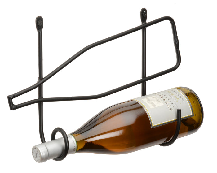 WALL MOUNT WINE BOTTLE HOLDER - Amish Hand Forged Wrought Iron Rack