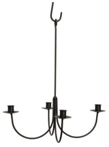 LARGE 4 ARM WROUGHT IRON CANDLE CHANDELIER - Handcrafted Colonial Candelabra USA