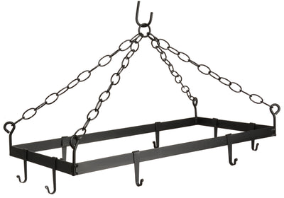 Pot & Pan RackHANGING POT & PAN RACK ~ Wrought Iron Kitchen Holder with 8 Scroll Hooks USAAmishAmish BlacksmithSaving Shepherd