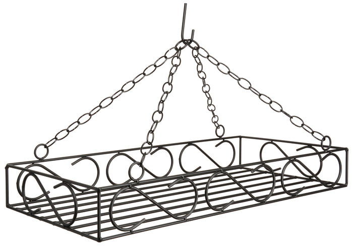 LARGE WROUGHT IRON POT & PAN SCROLL RACK ~ Hanging Holder with 8 Forged S Hooks USA