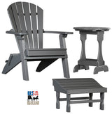 3pc OUTDOOR PATIO SET - 4 Season Folding Chair, Ottoman & Candy Table in 19 Colors