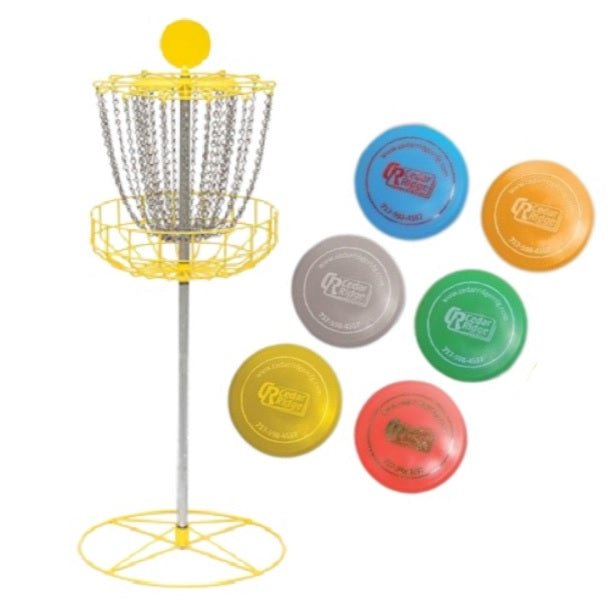Disc Golf MINI DISC GOLF SET Chain Basket Stand 6 Discs