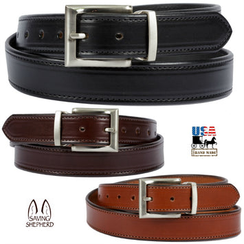 Leather BeltDRESS BELT - Stitched Bridle Leather in 4 Colors USA HANDMADEbeltbeltsSaving Shepherd